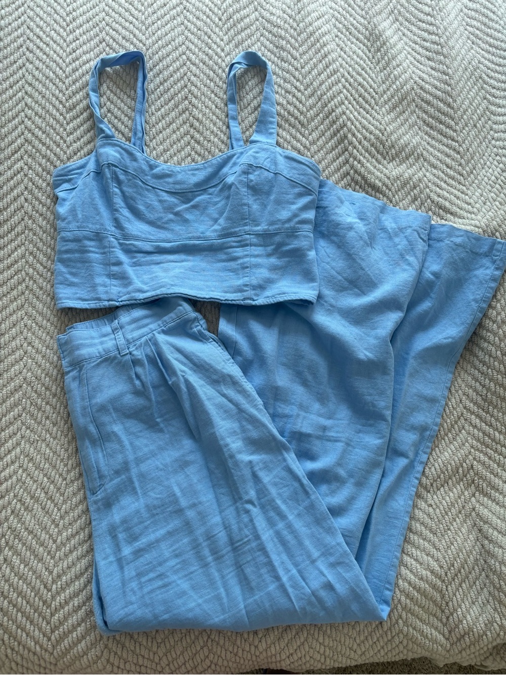 Abercrombie & Fitch Light Blue Linen Jumpsuit Set